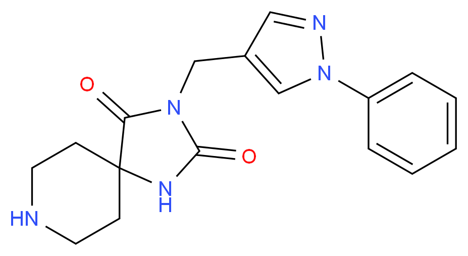 3-[(1-phenyl-1H-pyrazol-4-yl)methyl]-1,3,8-triazaspiro[4.5]decane-2,4-dione_分子结构_CAS_)