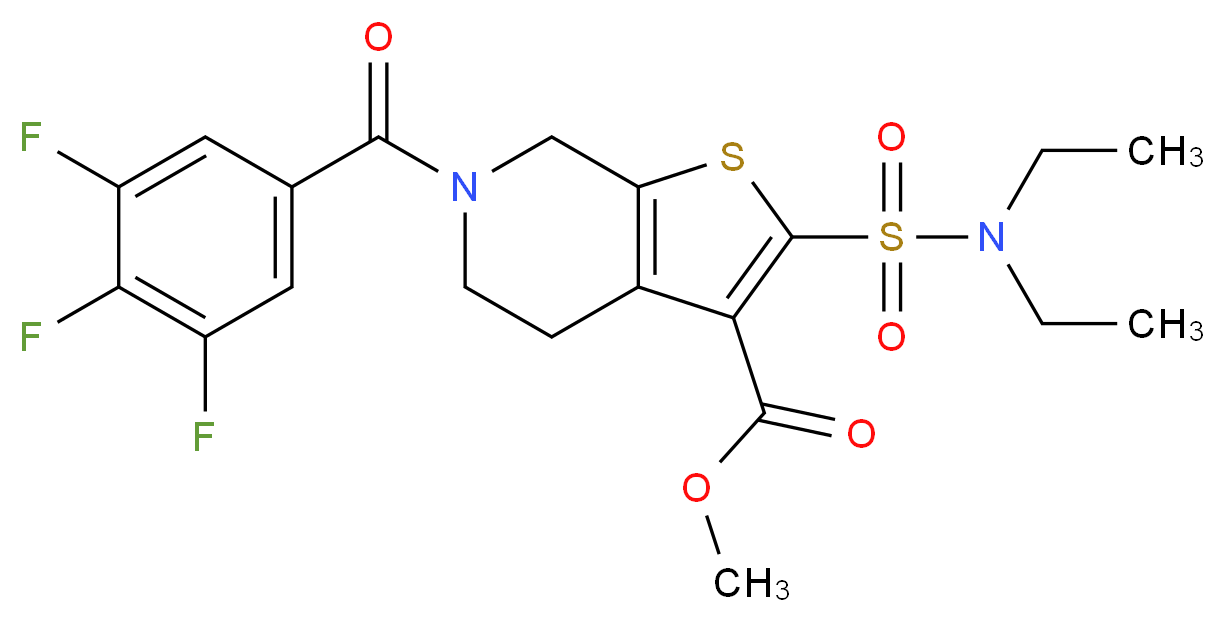 methyl 2-[(diethylamino)sulfonyl]-6-(3,4,5-trifluorobenzoyl)-4,5,6,7-tetrahydrothieno[2,3-c]pyridine-3-carboxylate_分子结构_CAS_)