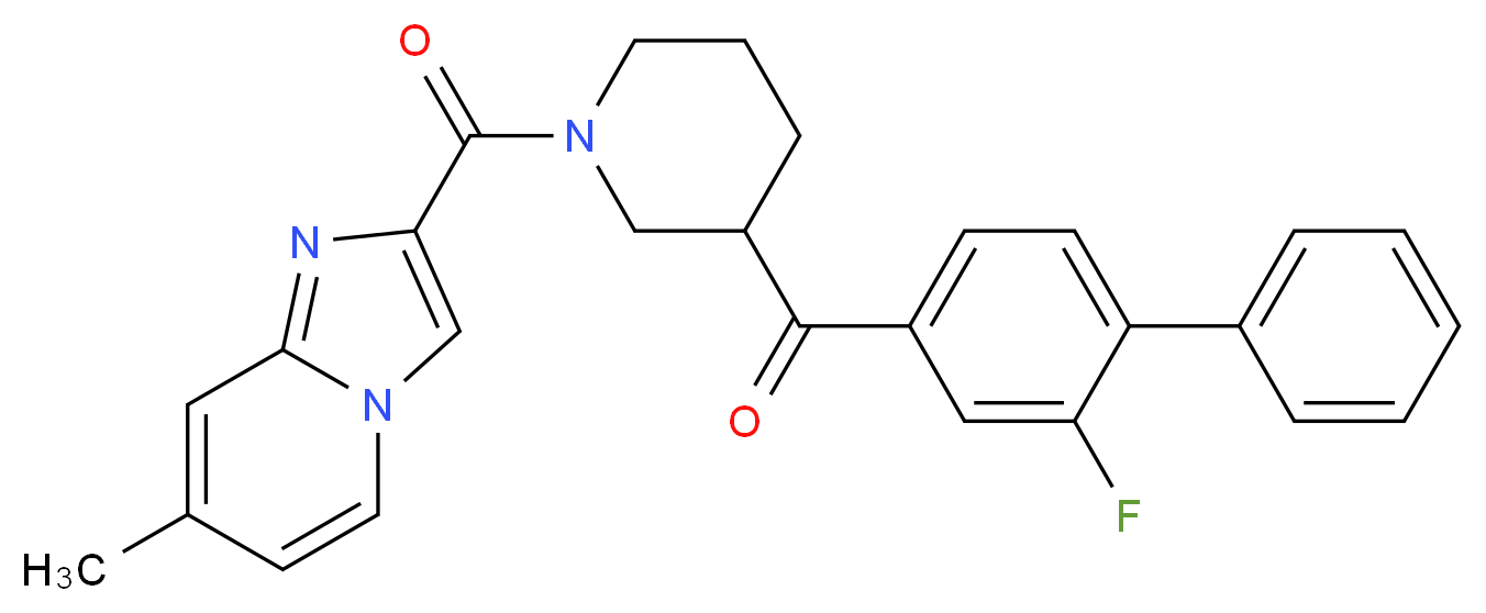 (2-fluoro-4-biphenylyl){1-[(7-methylimidazo[1,2-a]pyridin-2-yl)carbonyl]-3-piperidinyl}methanone_分子结构_CAS_)