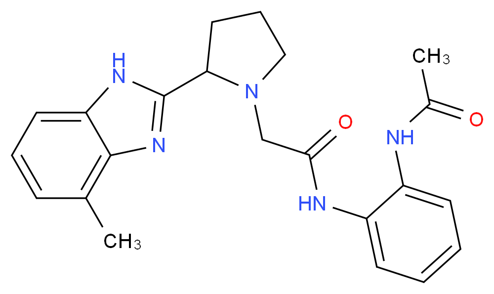 N-[2-(acetylamino)phenyl]-2-[2-(4-methyl-1H-benzimidazol-2-yl)pyrrolidin-1-yl]acetamide_分子结构_CAS_)