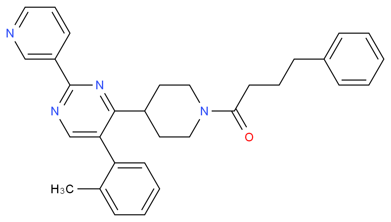 5-(2-methylphenyl)-4-[1-(4-phenylbutanoyl)-4-piperidinyl]-2-(3-pyridinyl)pyrimidine_分子结构_CAS_)