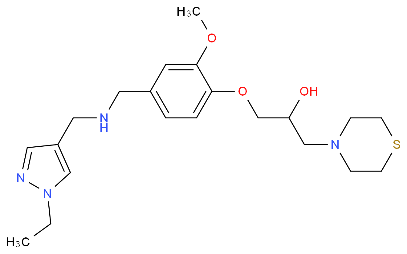 1-[4-({[(1-ethyl-1H-pyrazol-4-yl)methyl]amino}methyl)-2-methoxyphenoxy]-3-(4-thiomorpholinyl)-2-propanol_分子结构_CAS_)