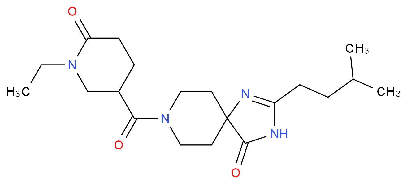 8-[(1-ethyl-6-oxopiperidin-3-yl)carbonyl]-2-(3-methylbutyl)-1,3,8-triazaspiro[4.5]dec-1-en-4-one_分子结构_CAS_)