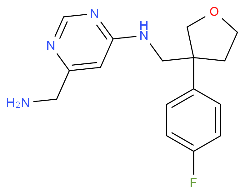 6-(aminomethyl)-N-{[3-(4-fluorophenyl)tetrahydrofuran-3-yl]methyl}pyrimidin-4-amine_分子结构_CAS_)