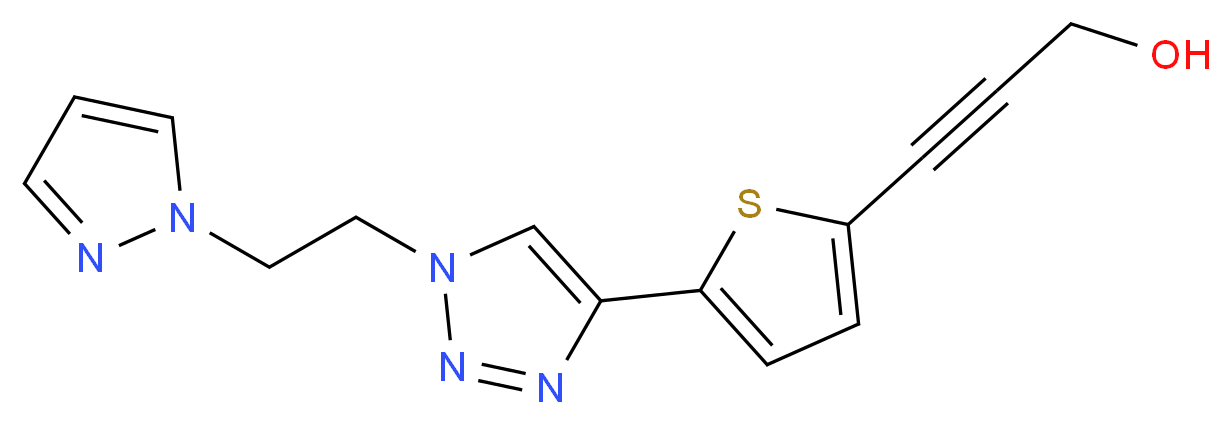 3-(5-{1-[2-(1H-pyrazol-1-yl)ethyl]-1H-1,2,3-triazol-4-yl}-2-thienyl)prop-2-yn-1-ol_分子结构_CAS_)