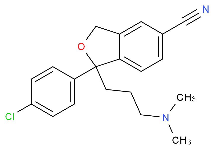 1-(4-chlorophenyl)-1-[3-(dimethylamino)propyl]-1,3-dihydro-2-benzofuran-5-carbonitrile_分子结构_CAS_64169-57-9
