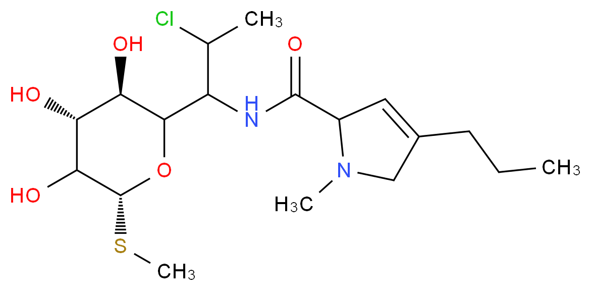 N-{2-chloro-1-[(3R,4R,6R)-3,4,5-trihydroxy-6-(methylsulfanyl)oxan-2-yl]propyl}-1-methyl-4-propyl-2,5-dihydro-1H-pyrrole-2-carboxamide_分子结构_CAS_909032-77-5