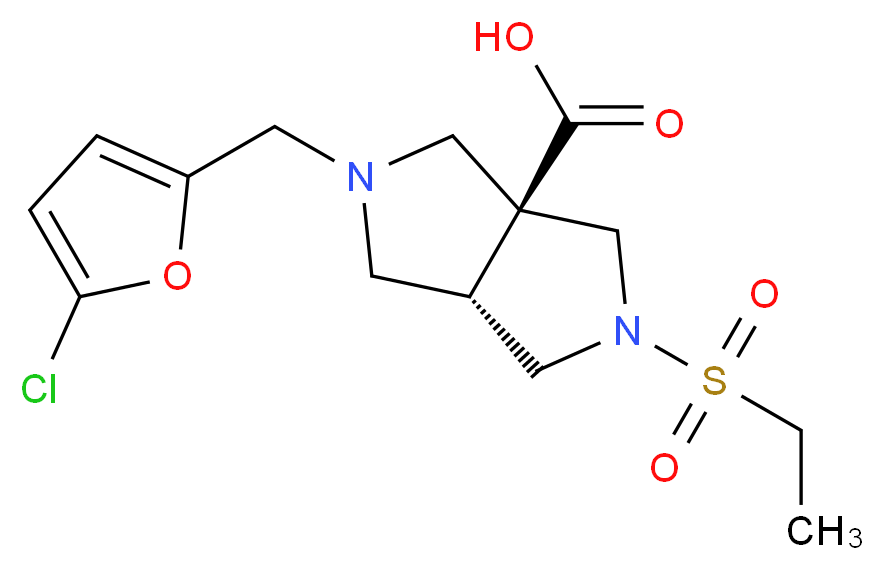 (3aS*,6aS*)-2-[(5-chloro-2-furyl)methyl]-5-(ethylsulfonyl)hexahydropyrrolo[3,4-c]pyrrole-3a(1H)-carboxylic acid_分子结构_CAS_)