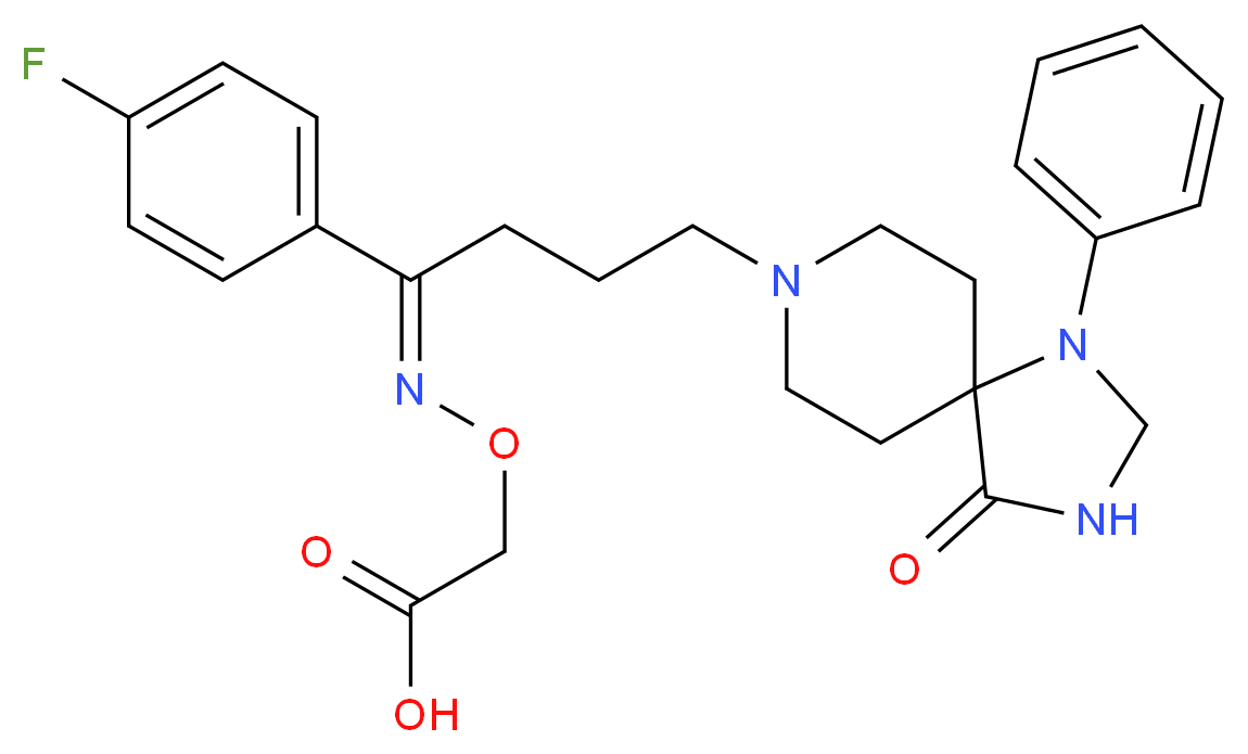 2-{[(E)-[1-(4-fluorophenyl)-4-{4-oxo-1-phenyl-1,3,8-triazaspiro[4.5]decan-8-yl}butylidene]amino]oxy}acetic acid_分子结构_CAS_355012-90-7