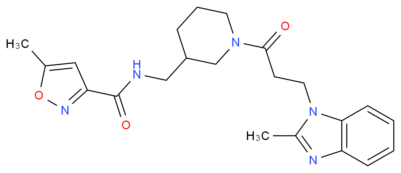 5-methyl-N-({1-[3-(2-methyl-1H-benzimidazol-1-yl)propanoyl]-3-piperidinyl}methyl)-3-isoxazolecarboxamide_分子结构_CAS_)
