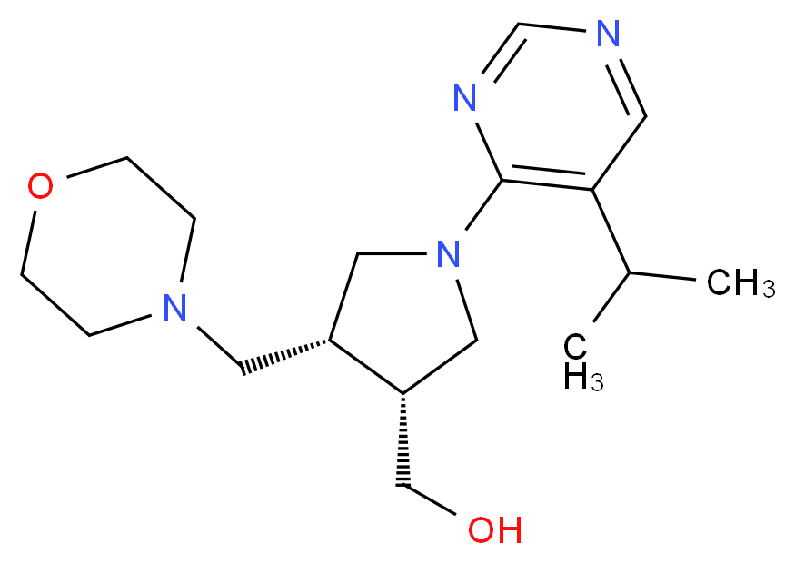 [(3R*,4R*)-1-(5-isopropylpyrimidin-4-yl)-4-(morpholin-4-ylmethyl)pyrrolidin-3-yl]methanol_分子结构_CAS_)
