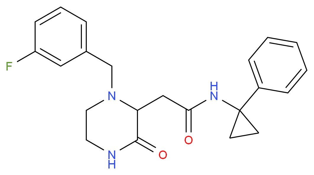 2-[1-(3-fluorobenzyl)-3-oxo-2-piperazinyl]-N-(1-phenylcyclopropyl)acetamide_分子结构_CAS_)