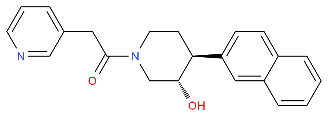 (3S*,4S*)-4-(2-naphthyl)-1-(pyridin-3-ylacetyl)piperidin-3-ol_分子结构_CAS_)