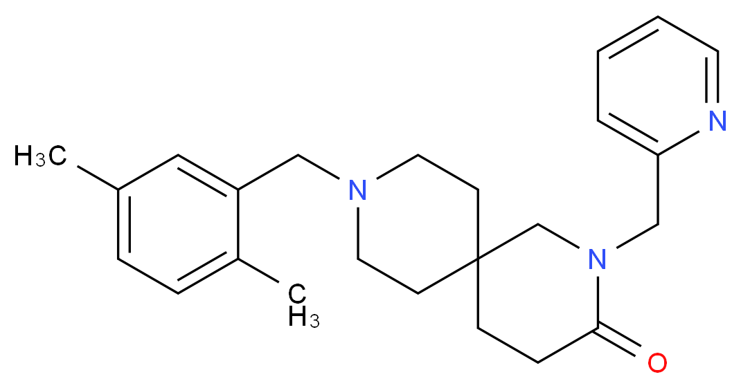 9-(2,5-dimethylbenzyl)-2-(pyridin-2-ylmethyl)-2,9-diazaspiro[5.5]undecan-3-one_分子结构_CAS_)