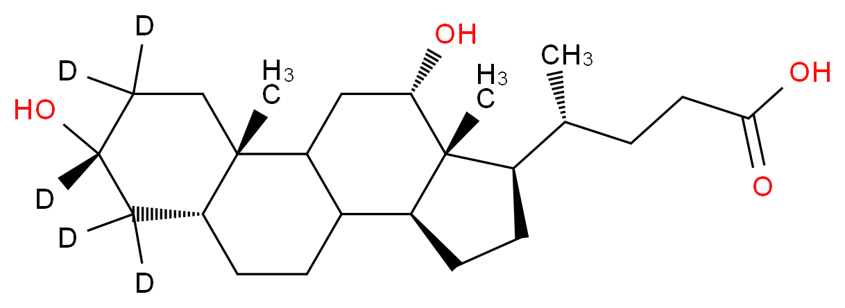 (4R)-4-[(2S,5R,7R,11S,14R,15R,16S)-5,16-dihydroxy-2,15-dimethyl(4,4,5,6,6-<sup>2</sup>H<sub>5</sub>)tetracyclo[8.7.0.0<sup>2</sup>,<sup>7</sup>.0<sup>1</sup><sup>1</sup>,<sup>1</sup><sup>5</sup>]heptadecan-14-yl]pentanoic acid_分子结构_CAS_52840-14-9