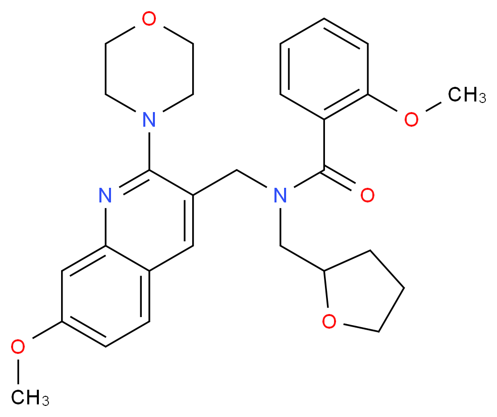 2-methoxy-N-{[7-methoxy-2-(4-morpholinyl)-3-quinolinyl]methyl}-N-(tetrahydro-2-furanylmethyl)benzamide_分子结构_CAS_)