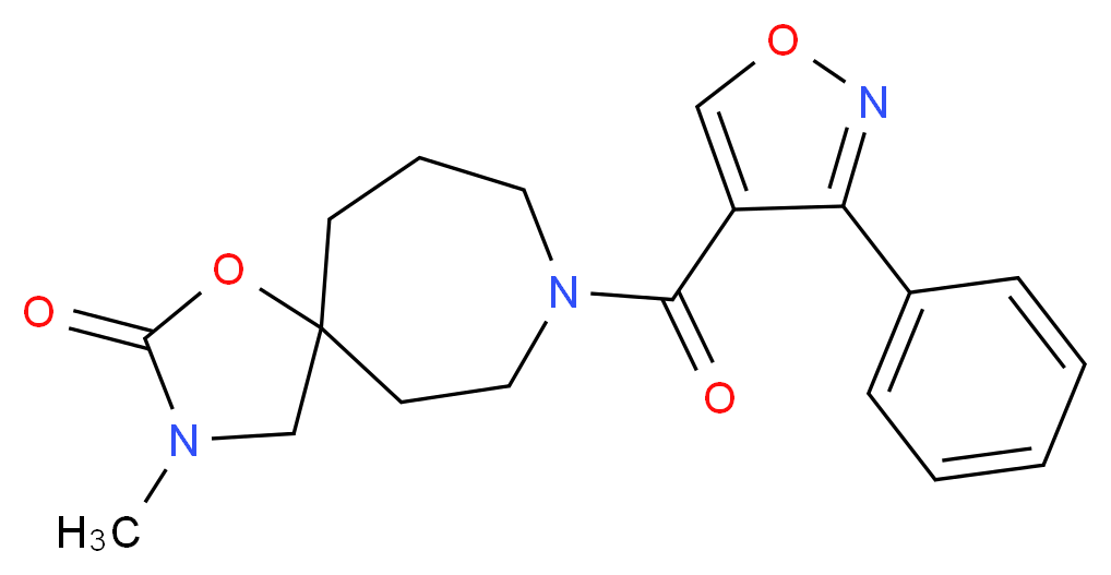 3-methyl-8-[(3-phenyl-4-isoxazolyl)carbonyl]-1-oxa-3,8-diazaspiro[4.6]undecan-2-one_分子结构_CAS_)