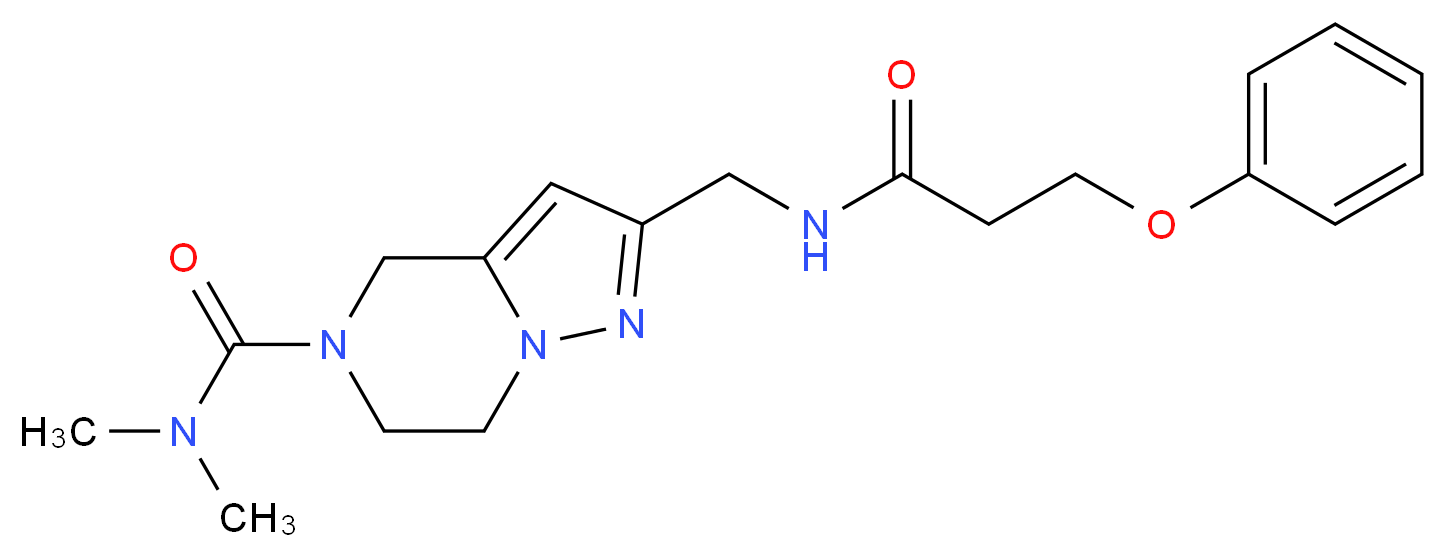 N,N-dimethyl-2-{[(3-phenoxypropanoyl)amino]methyl}-6,7-dihydropyrazolo[1,5-a]pyrazine-5(4H)-carboxamide_分子结构_CAS_)