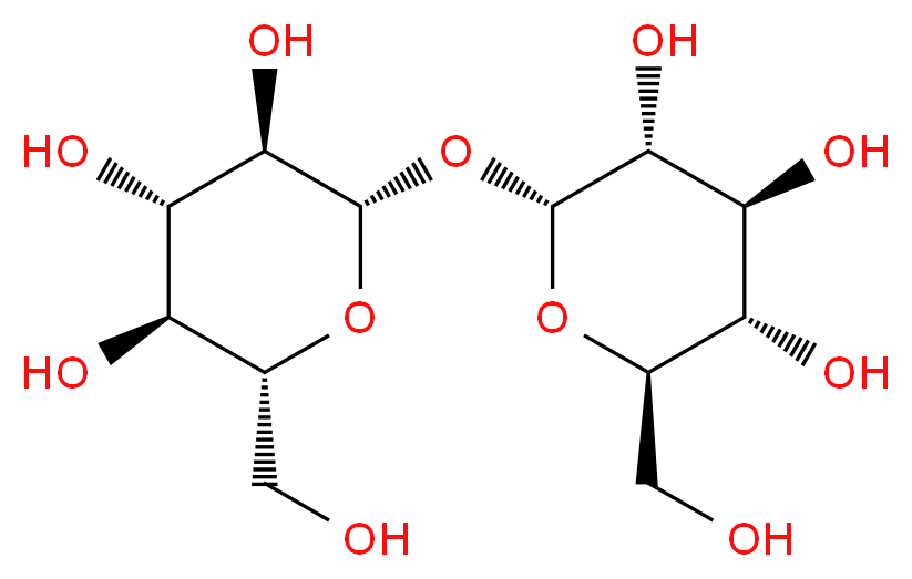 (2R,3S,4S,5R,6R)-2-(hydroxymethyl)-6-{[(2S,3R,4S,5S,6R)-3,4,5-trihydroxy-6-(hydroxymethyl)oxan-2-yl]oxy}oxane-3,4,5-triol_分子结构_CAS_585-91-1