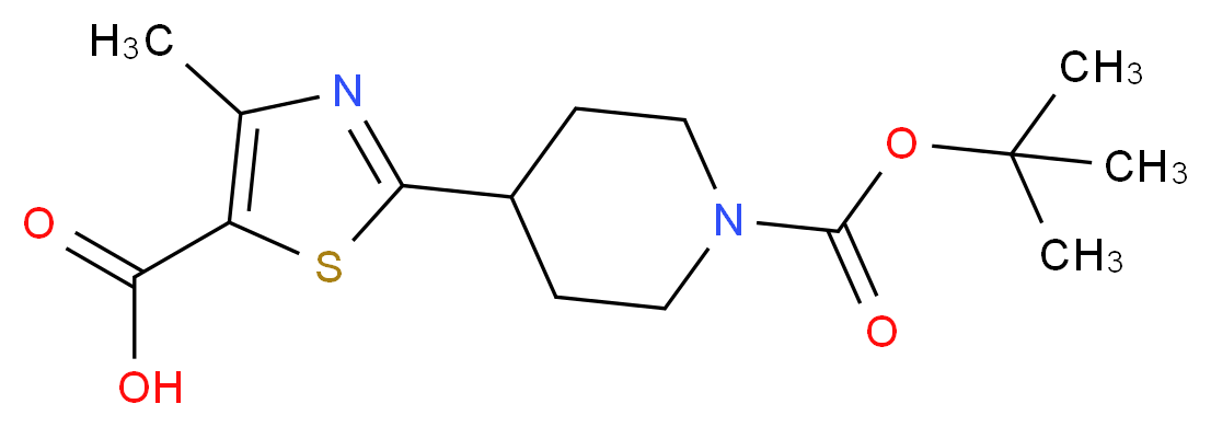 2-[1-(tert-Butoxycarbonyl)piperidin-4-yl]-4-methyl-1,3-thiazole-5-carboxylic acid_分子结构_CAS_216955-61-2)