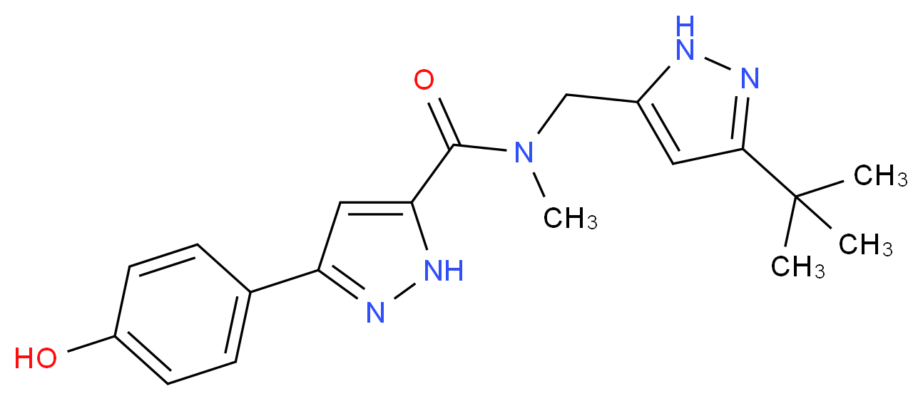 N-[(3-tert-butyl-1H-pyrazol-5-yl)methyl]-3-(4-hydroxyphenyl)-N-methyl-1H-pyrazole-5-carboxamide_分子结构_CAS_)