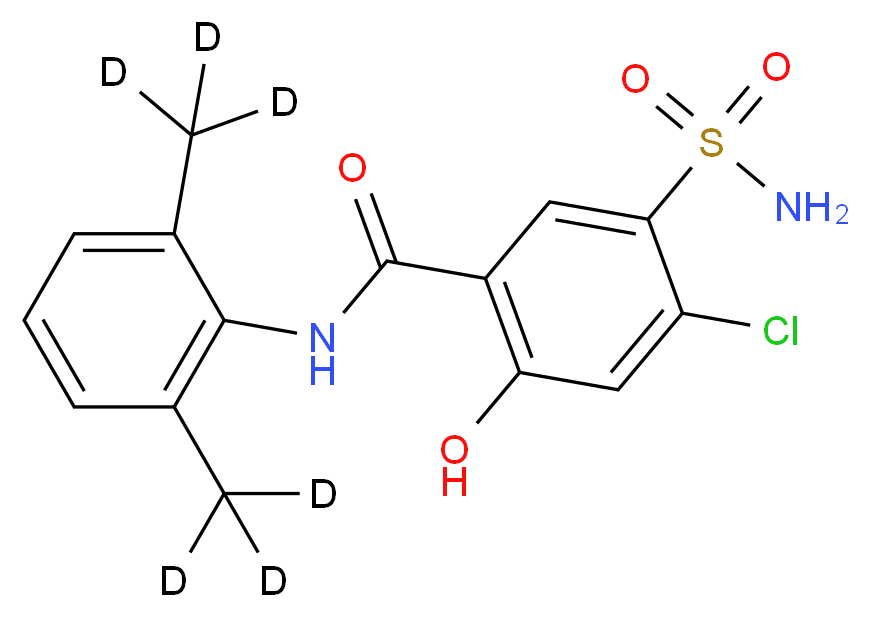 N-[2,6-bis(<sup>2</sup>H<sub>3</sub>)methylphenyl]-4-chloro-2-hydroxy-5-sulfamoylbenzamide_分子结构_CAS_1330262-09-3