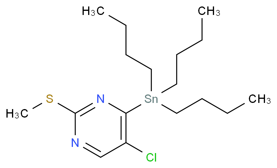 5-Chloro-2-(methylthio)-4-(tributylstannyl)pyrimidine_分子结构_CAS_123061-47-2)