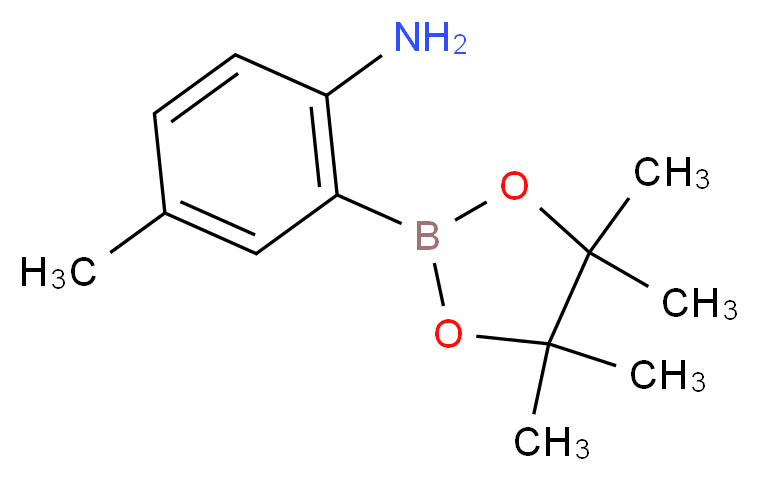 4-methyl-2-(tetramethyl-1,3,2-dioxaborolan-2-yl)aniline_分子结构_CAS_948592-80-1