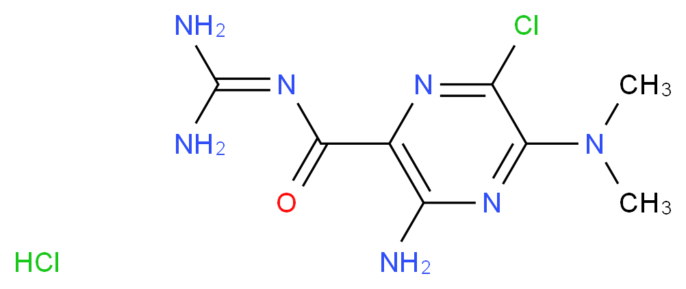 3-amino-6-chloro-N-(diaminomethylidene)-5-(dimethylamino)pyrazine-2-carboxamide hydrochloride_分子结构_CAS_1214-79-5