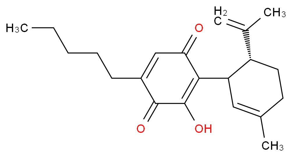 3-hydroxy-2-[(6R)-3-methyl-6-(prop-1-en-2-yl)cyclohex-2-en-1-yl]-5-pentylcyclohexa-2,5-diene-1,4-dione_分子结构_CAS_137252-25-6