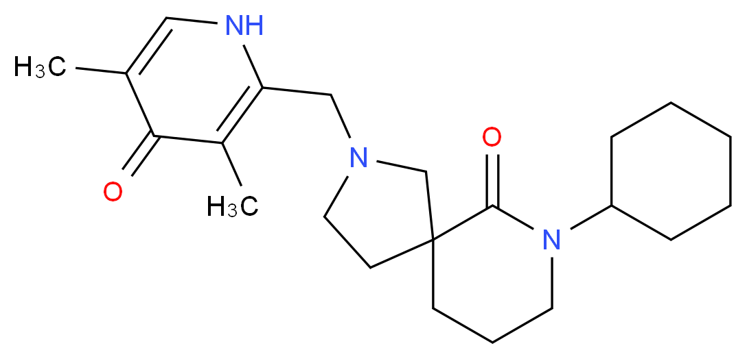 7-cyclohexyl-2-[(3,5-dimethyl-4-oxo-1,4-dihydropyridin-2-yl)methyl]-2,7-diazaspiro[4.5]decan-6-one_分子结构_CAS_)