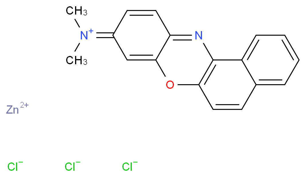 zinc(2+) ion N,N-dimethyl-8H-10-oxa-5-azatetraphen-8-iminium trichloride_分子结构_CAS_7057-57-0