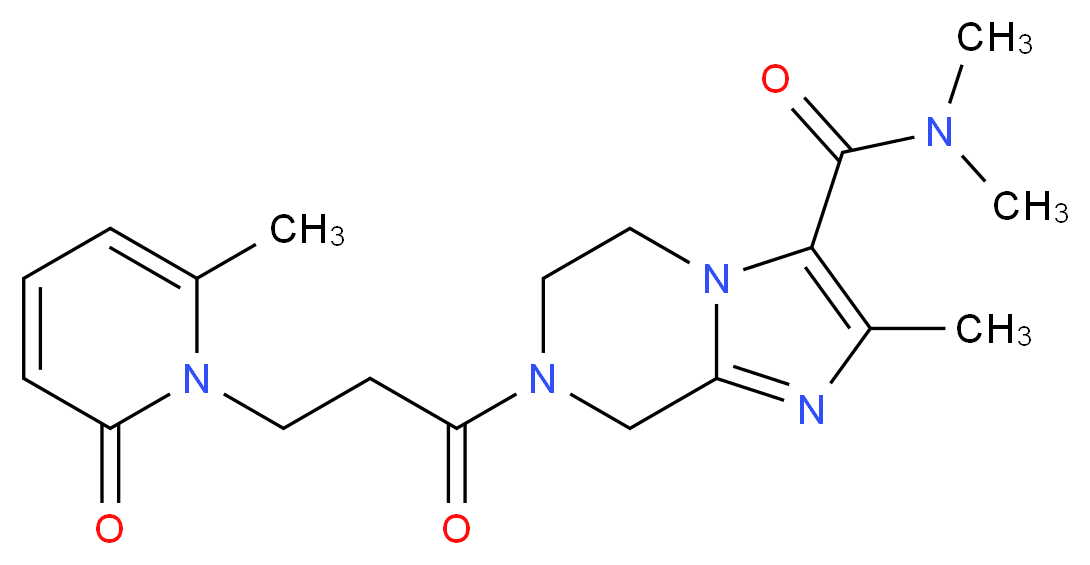 N,N,2-trimethyl-7-[3-(6-methyl-2-oxopyridin-1(2H)-yl)propanoyl]-5,6,7,8-tetrahydroimidazo[1,2-a]pyrazine-3-carboxamide_分子结构_CAS_)