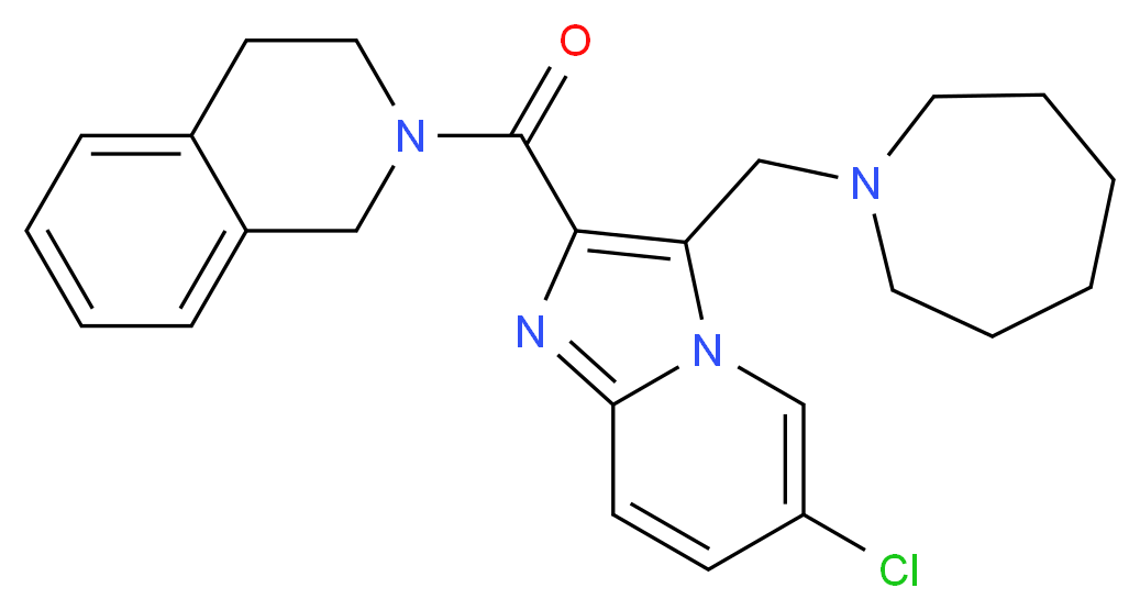 2-{[3-(1-azepanylmethyl)-6-chloroimidazo[1,2-a]pyridin-2-yl]carbonyl}-1,2,3,4-tetrahydroisoquinoline_分子结构_CAS_)