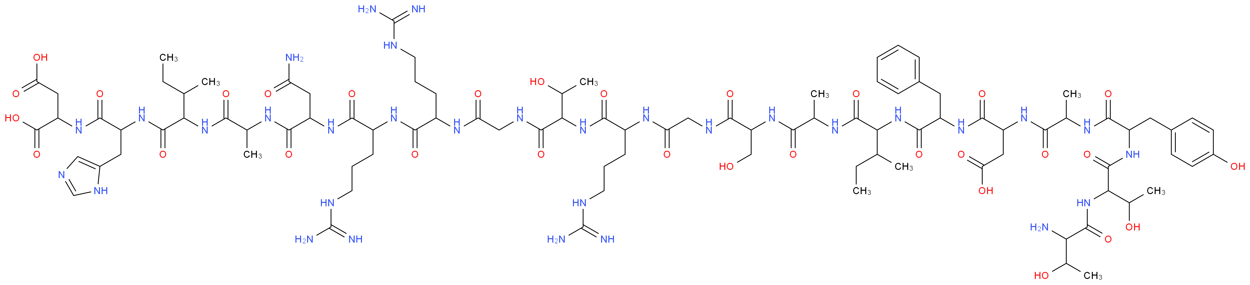 2-(2-{2-[2-(2-{2-[2-(2-{2-[2-(2-{2-[2-(2-{2-[2-(2-{2-[2-(2-amino-3-hydroxybutanamido)-3-hydroxybutanamido]-3-(4-hydroxyphenyl)propanamido}propanamido)-3-carboxypropanamido]-3-phenylpropanamido}-3-methylpentanamido)propanamido]-3-hydroxypropanamido}acetamido)-5-carbamimidamidopentanamido]-3-hydroxybutanamido}acetamido)-5-carbamimidamidopentanamido]-5-carbamimidamidopentanamido}-3-carbamoylpropanamido)propanamido]-3-methylpentanamido}-3-(1H-imidazol-5-yl)propanamido)butanedioic acid_分子结构_CAS_99534-03-9