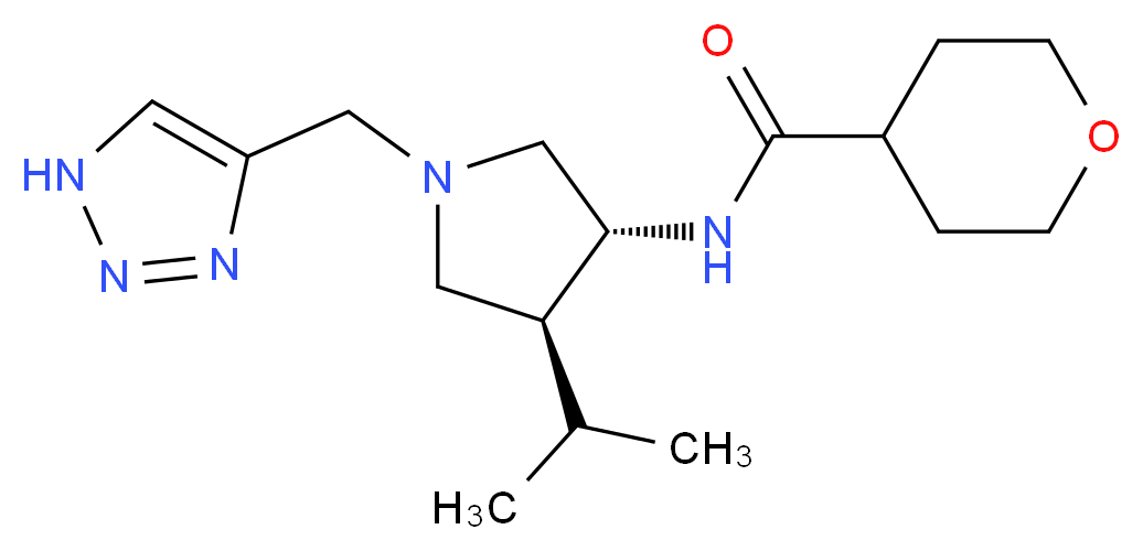 N-[(3R*,4S*)-4-isopropyl-1-(1H-1,2,3-triazol-4-ylmethyl)-3-pyrrolidinyl]tetrahydro-2H-pyran-4-carboxamide_分子结构_CAS_)
