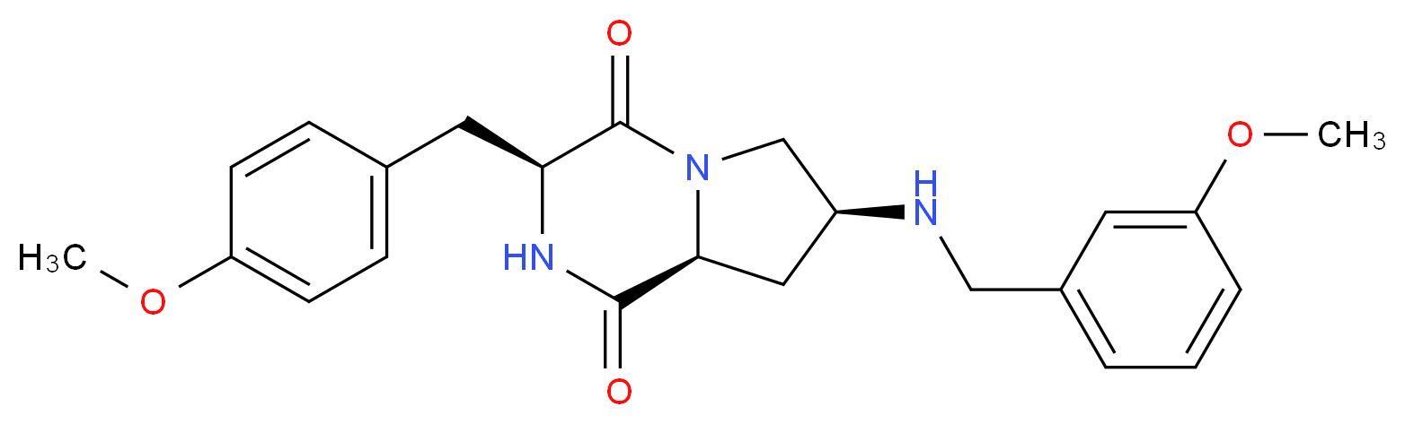 (3S,7S,8aS)-3-(4-methoxybenzyl)-7-[(3-methoxybenzyl)amino]hexahydropyrrolo[1,2-a]pyrazine-1,4-dione_分子结构_CAS_)