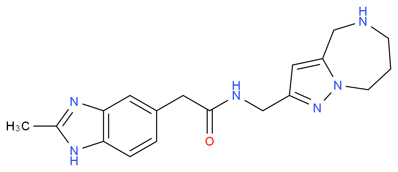 2-(2-methyl-1H-benzimidazol-5-yl)-N-(5,6,7,8-tetrahydro-4H-pyrazolo[1,5-a][1,4]diazepin-2-ylmethyl)acetamide_分子结构_CAS_)