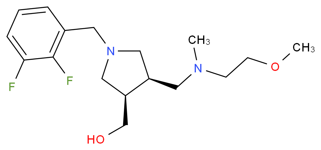 ((3R*,4R*)-1-(2,3-difluorobenzyl)-4-{[(2-methoxyethyl)(methyl)amino]methyl}pyrrolidin-3-yl)methanol_分子结构_CAS_)