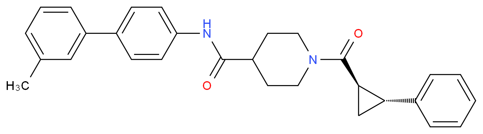 N-(3'-methyl-4-biphenylyl)-1-{[(1R*,2R*)-2-phenylcyclopropyl]carbonyl}-4-piperidinecarboxamide_分子结构_CAS_)