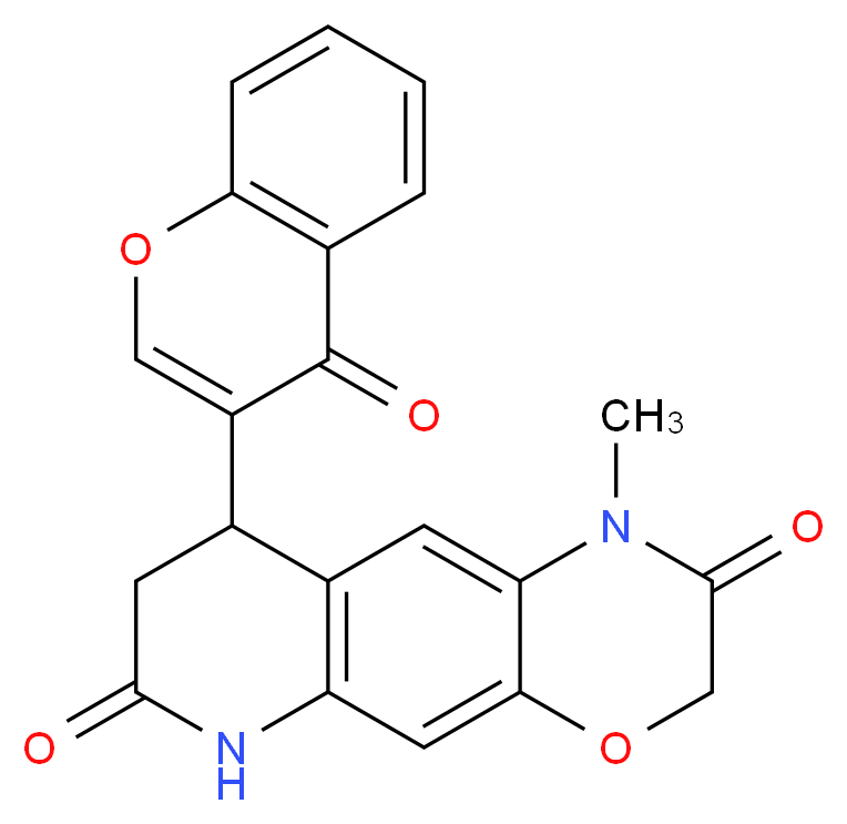 1-methyl-9-(4-oxo-4H-chromen-3-yl)-8,9-dihydro-1H-[1,4]oxazino[3,2-g]quinoline-2,7(3H,6H)-dione_分子结构_CAS_)