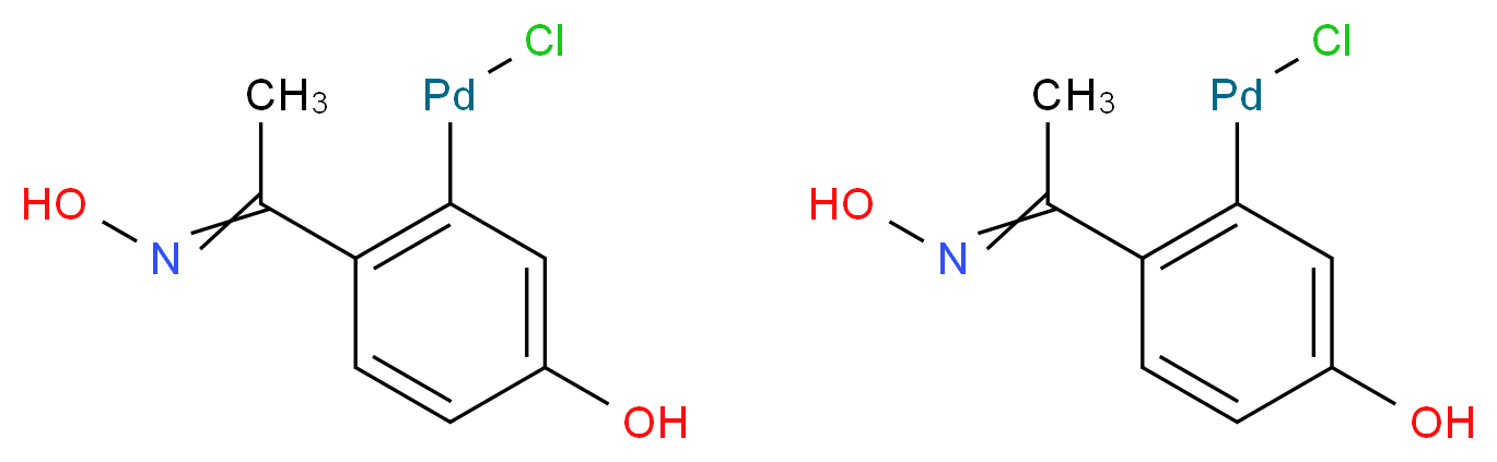 二-μ-氯双[5-羟基-2-[1-(羟基亚氨基-κN)乙基]苯基-κC]钯(II)二聚物_分子结构_CAS_419581-64-9)