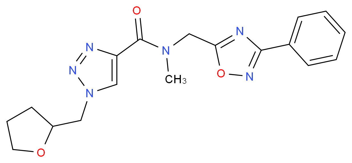 N-methyl-N-[(3-phenyl-1,2,4-oxadiazol-5-yl)methyl]-1-(tetrahydro-2-furanylmethyl)-1H-1,2,3-triazole-4-carboxamide_分子结构_CAS_)
