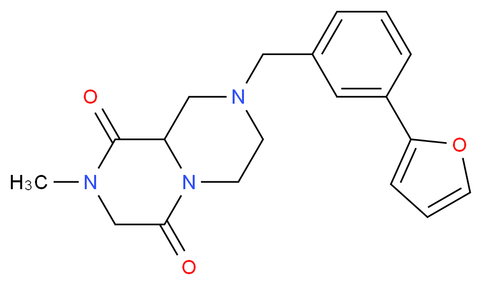 8-[3-(2-furyl)benzyl]-2-methyltetrahydro-2H-pyrazino[1,2-a]pyrazine-1,4(3H,6H)-dione_分子结构_CAS_)