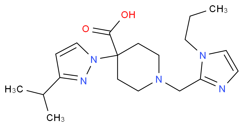 4-(3-isopropyl-1H-pyrazol-1-yl)-1-[(1-propyl-1H-imidazol-2-yl)methyl]piperidine-4-carboxylic acid_分子结构_CAS_)