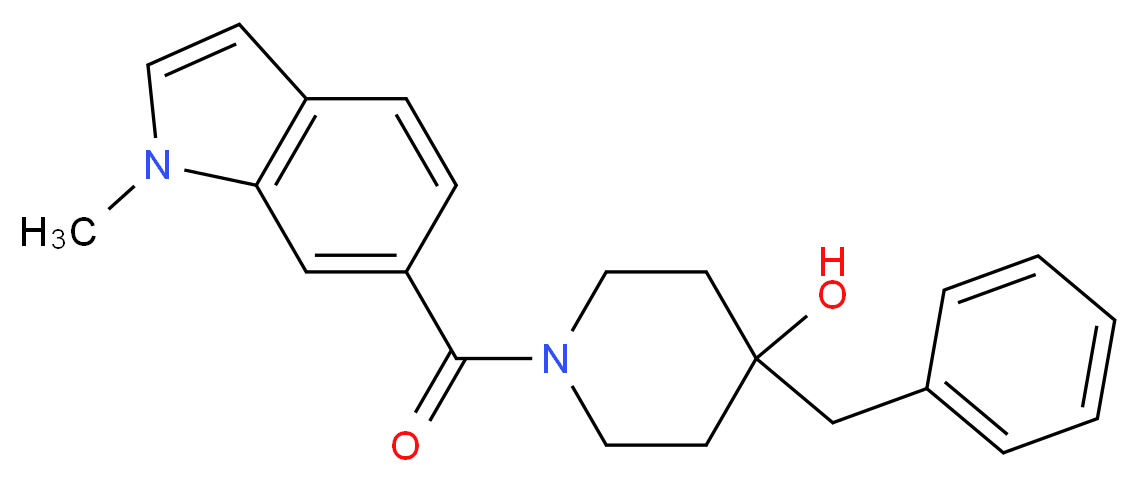 4-benzyl-1-[(1-methyl-1H-indol-6-yl)carbonyl]-4-piperidinol_分子结构_CAS_)