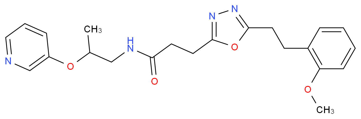 3-{5-[2-(2-methoxyphenyl)ethyl]-1,3,4-oxadiazol-2-yl}-N-[2-(3-pyridinyloxy)propyl]propanamide_分子结构_CAS_)