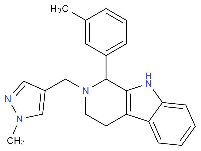 1-(3-methylphenyl)-2-[(1-methyl-1H-pyrazol-4-yl)methyl]-2,3,4,9-tetrahydro-1H-beta-carboline_分子结构_CAS_)