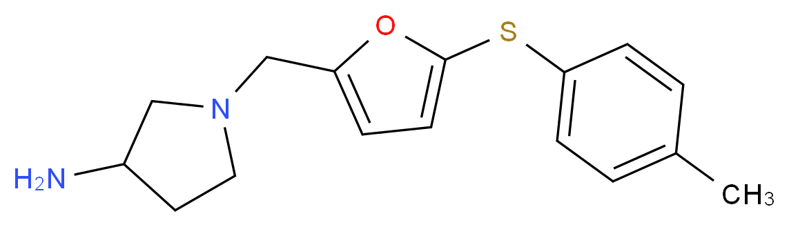 1-({5-[(4-methylphenyl)thio]-2-furyl}methyl)pyrrolidin-3-amine_分子结构_CAS_)