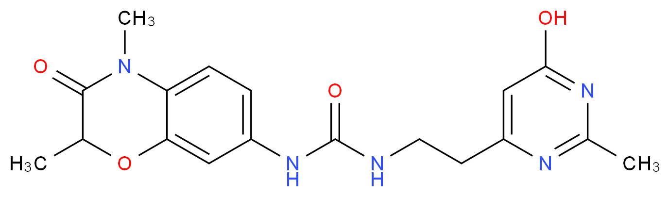 N-(2,4-dimethyl-3-oxo-3,4-dihydro-2H-1,4-benzoxazin-7-yl)-N'-[2-(6-hydroxy-2-methylpyrimidin-4-yl)ethyl]urea_分子结构_CAS_)